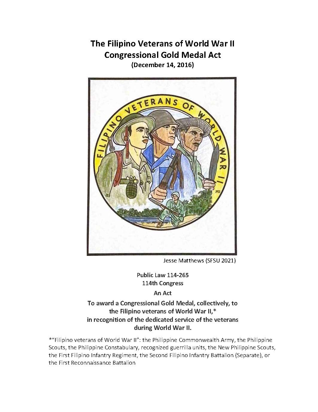 Filipino American Congressional Gold Medal Poster