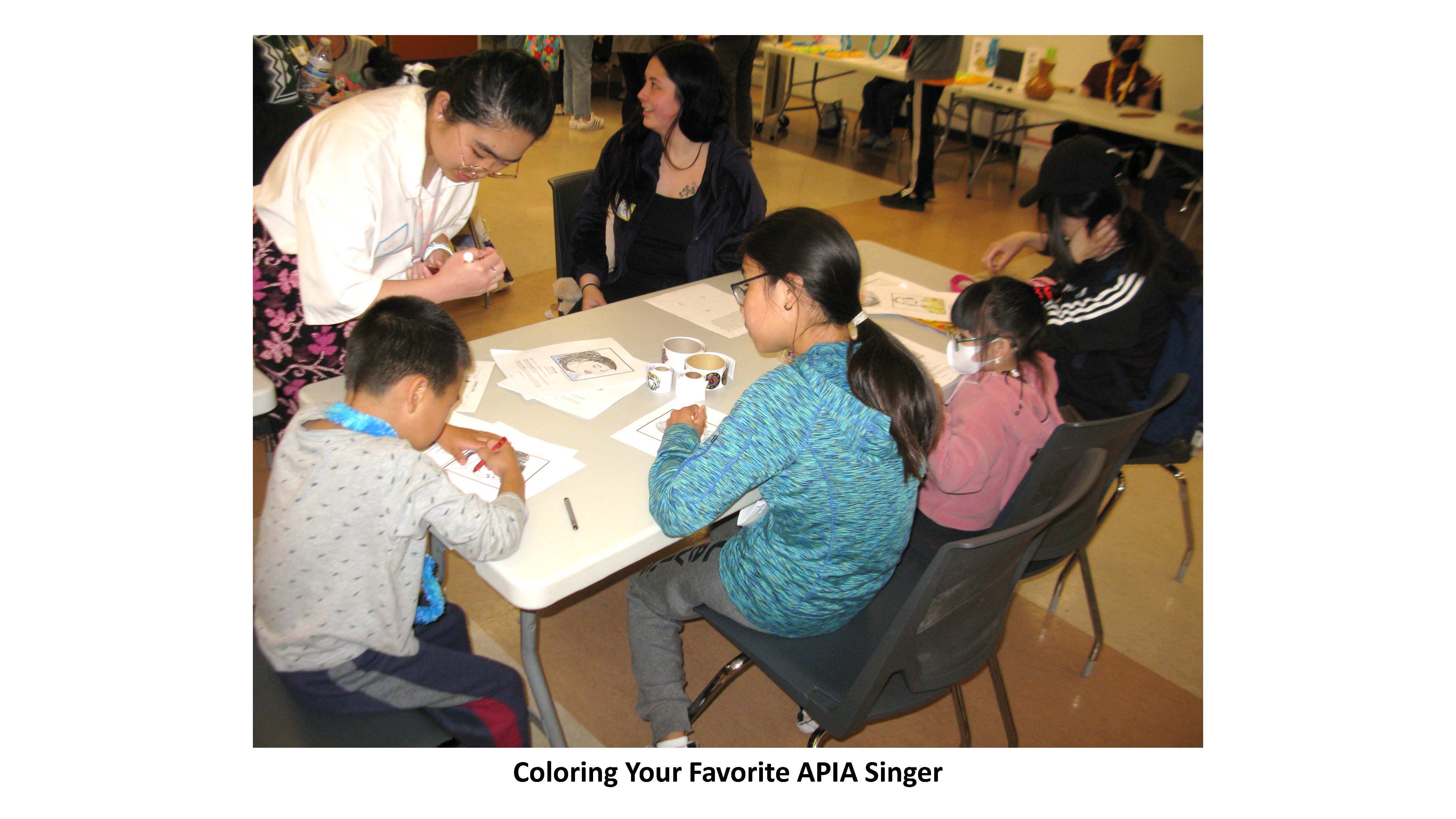 Kids coloring at table