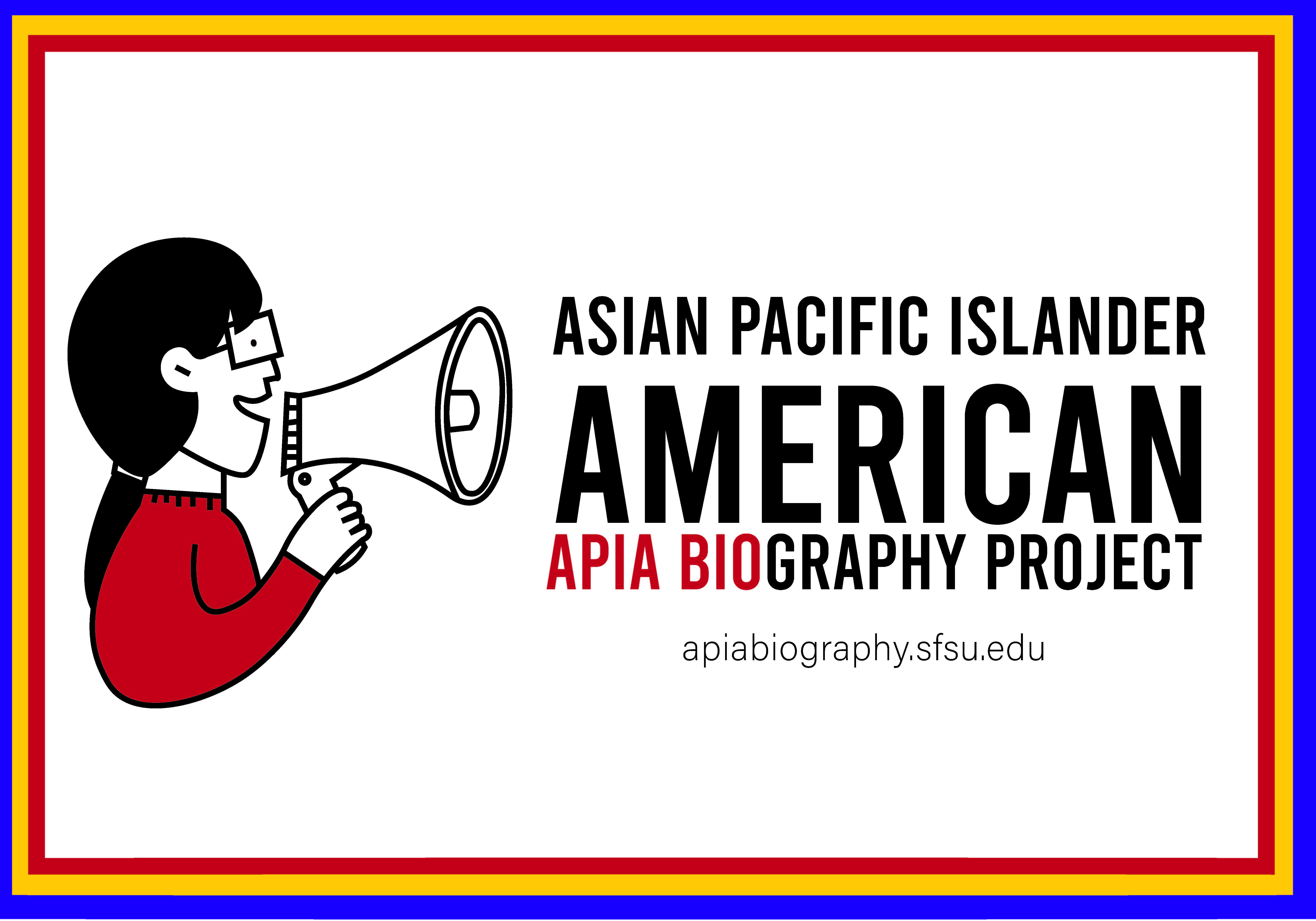 Person holding megaphone saying Asian Pacific Islander American (APIA)