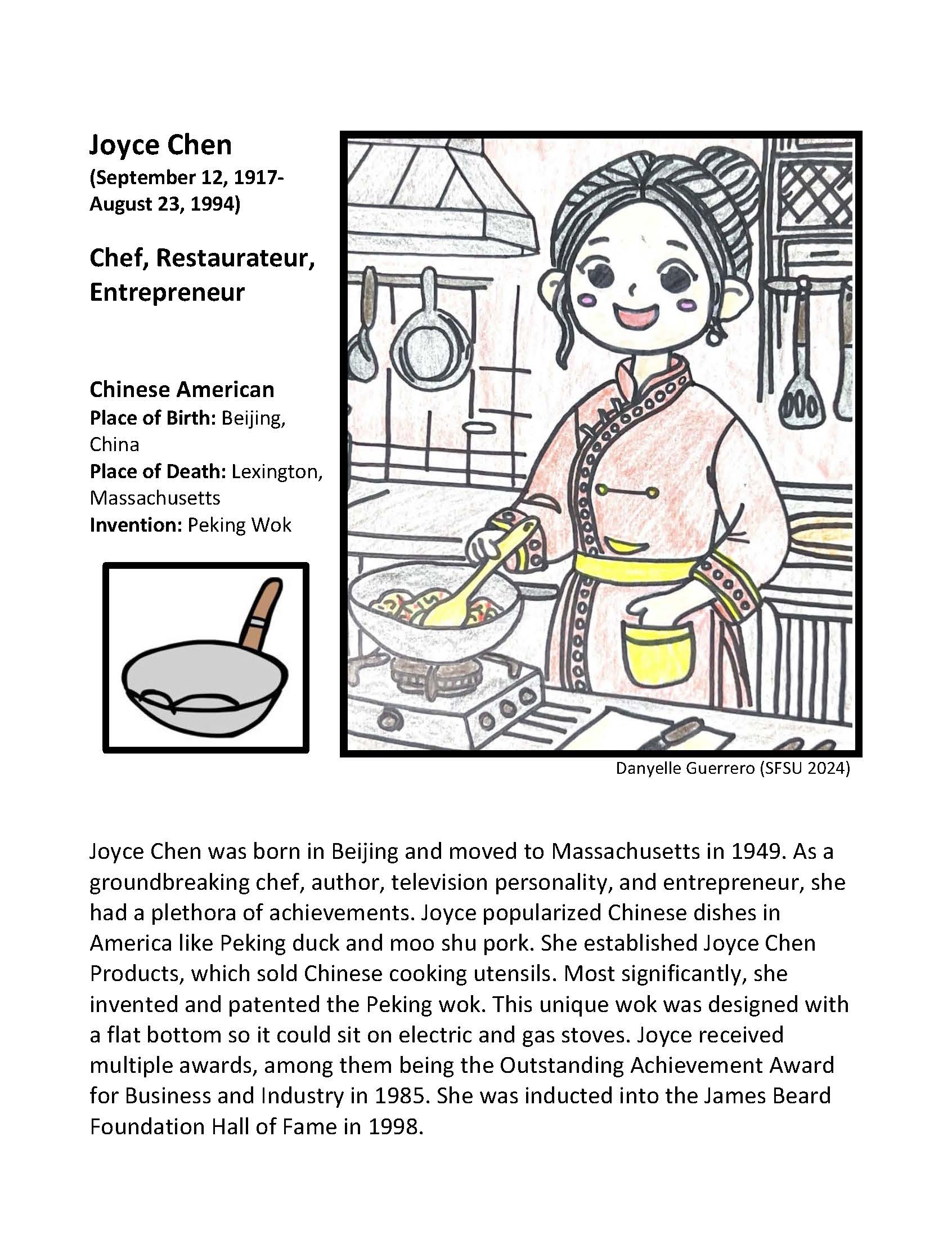 Portrait of Joyce Chen and invention