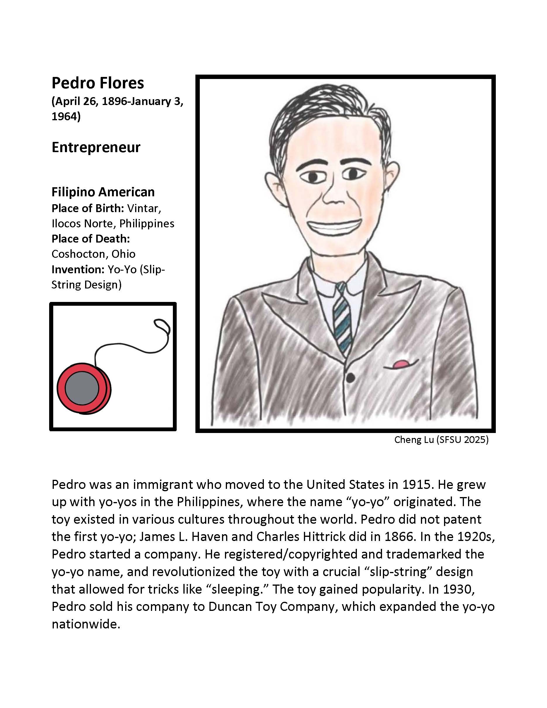Portrait of Pedro Flores and invention