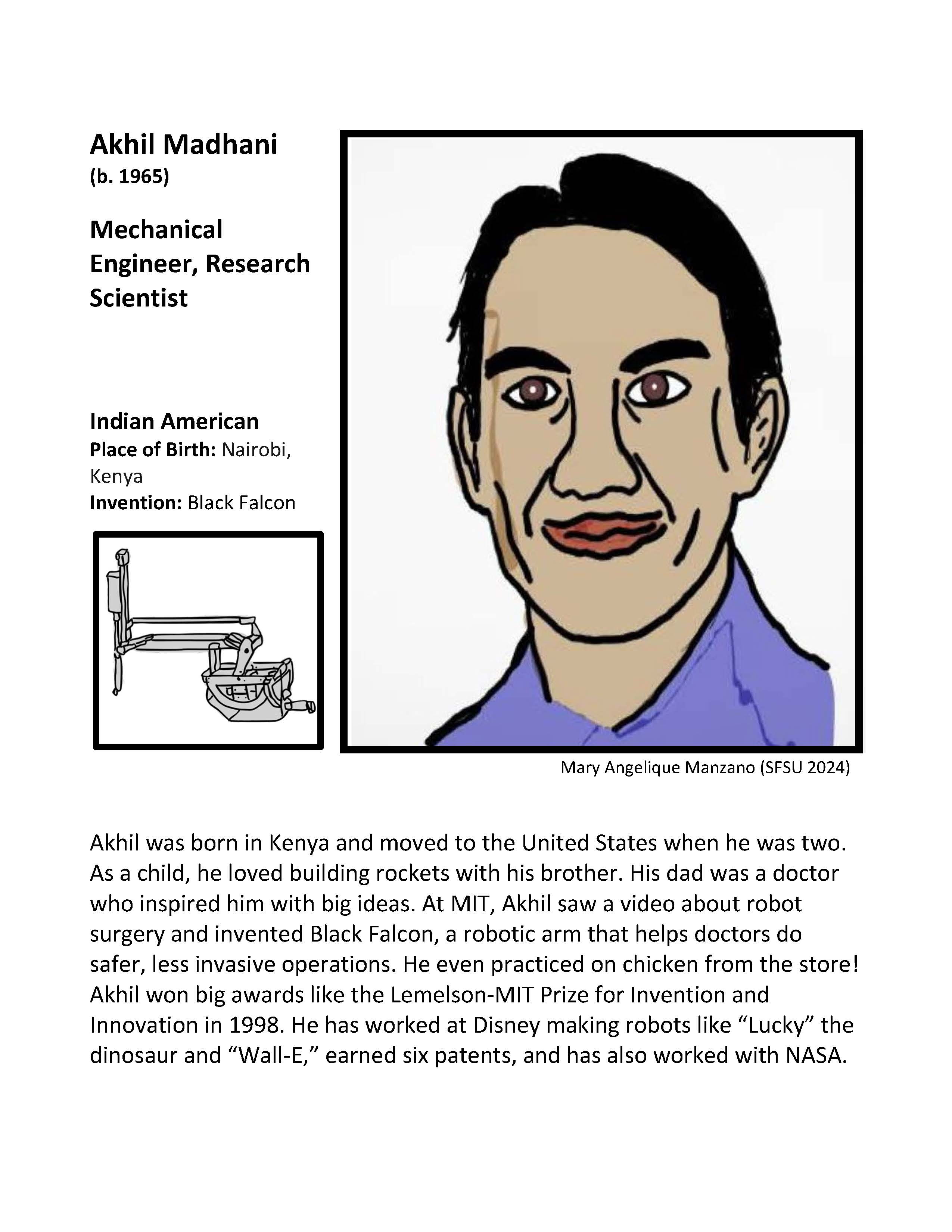 Portrait of Akhil Madhani and invention