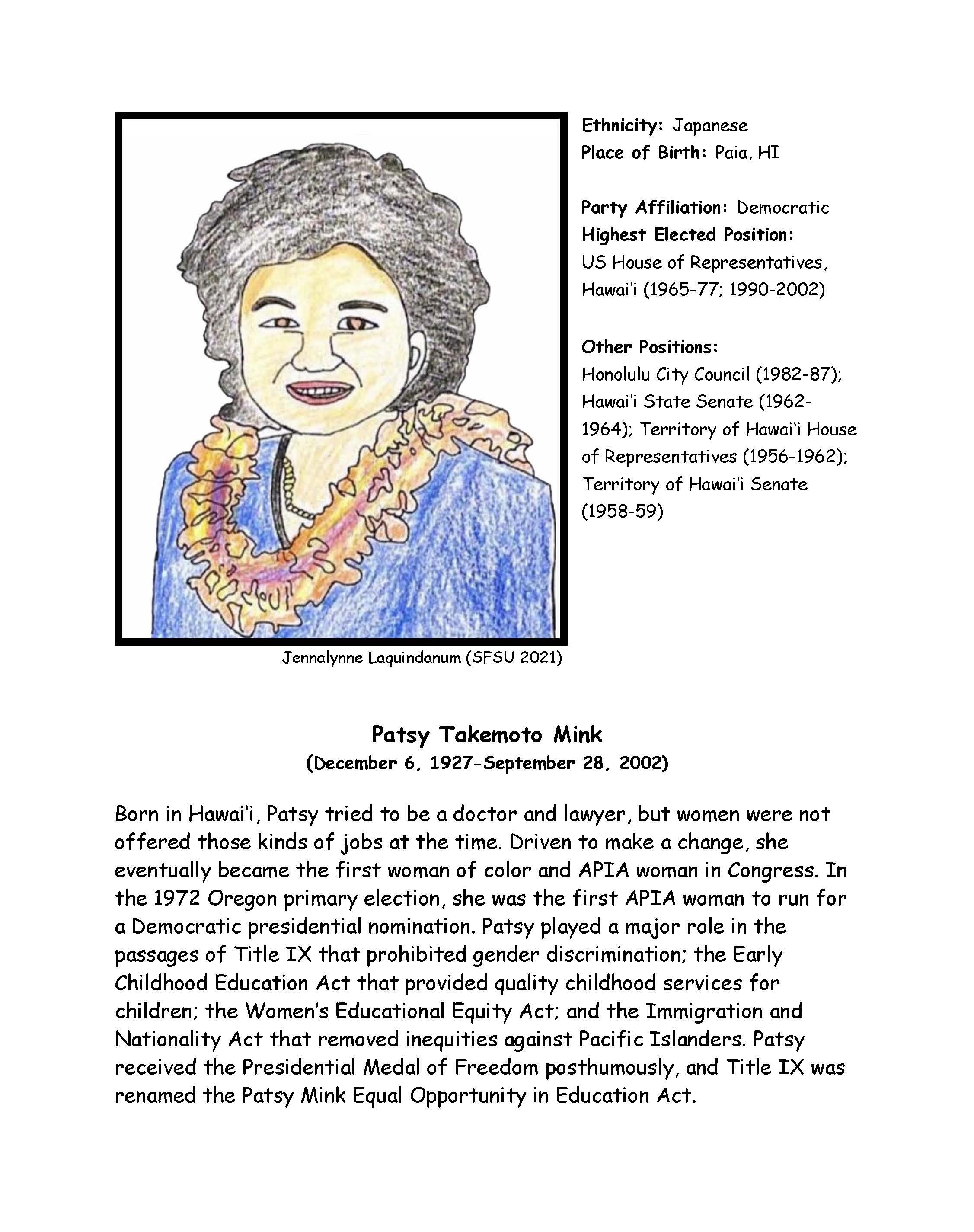 Patsy Mink Biography